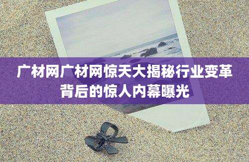 广材网广材网惊天大揭秘行业变革背后的惊人内幕曝光