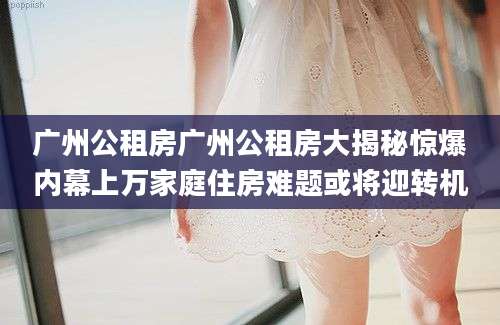 广州公租房广州公租房大揭秘惊爆内幕上万家庭住房难题或将迎转机