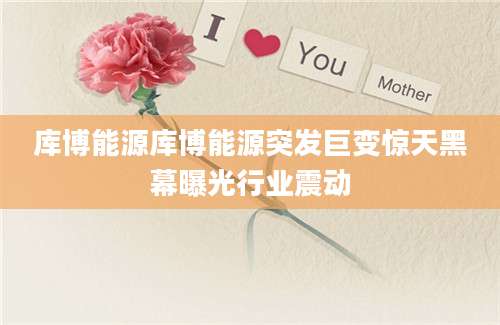 库博能源库博能源突发巨变惊天黑幕曝光行业震动