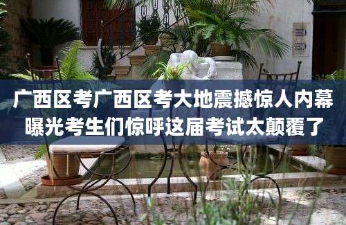 广西区考广西区考大地震撼惊人内幕曝光考生们惊呼这届考试太颠覆了