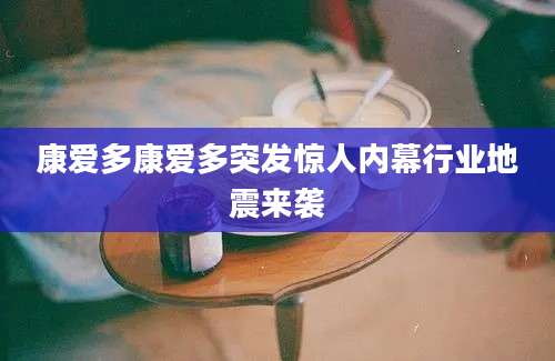 康爱多康爱多突发惊人内幕行业地震来袭