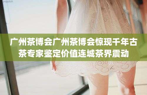 广州茶博会广州茶博会惊现千年古茶专家鉴定价值连城茶界震动