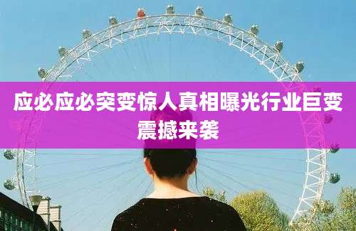 应必应必突变惊人真相曝光行业巨变震撼来袭