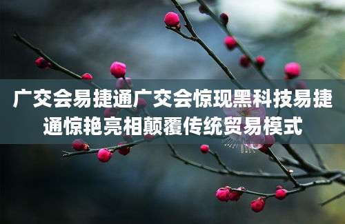 广交会易捷通广交会惊现黑科技易捷通惊艳亮相颠覆传统贸易模式