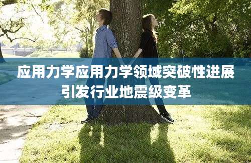 应用力学应用力学领域突破性进展引发行业地震级变革