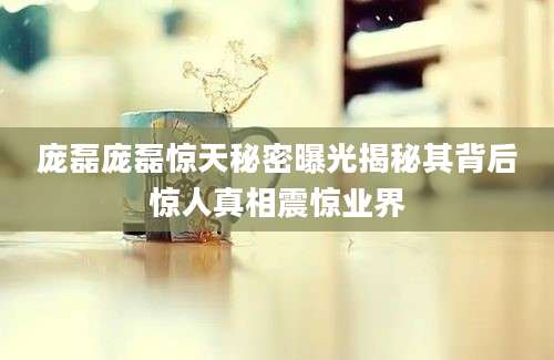 庞磊庞磊惊天秘密曝光揭秘其背后惊人真相震惊业界