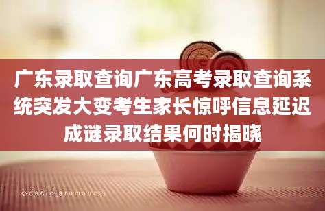 广东录取查询广东高考录取查询系统突发大变考生家长惊呼信息延迟成谜录取结果何时揭晓