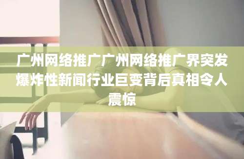 广州网络推广广州网络推广界突发爆炸性新闻行业巨变背后真相令人震惊