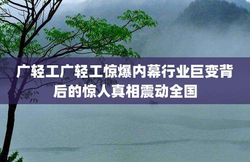 广轻工广轻工惊爆内幕行业巨变背后的惊人真相震动全国