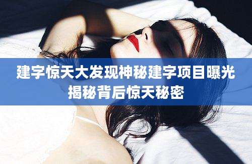 建字惊天大发现神秘建字项目曝光揭秘背后惊天秘密