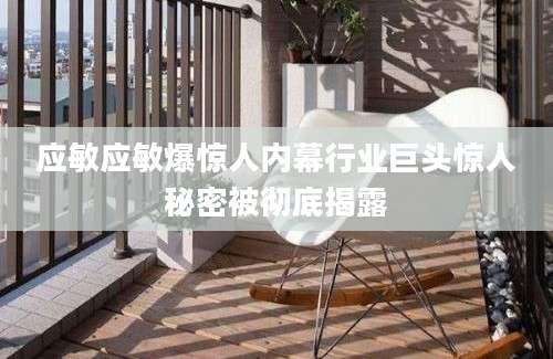 应敏应敏爆惊人内幕行业巨头惊人秘密被彻底揭露