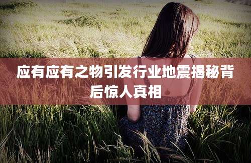 应有应有之物引发行业地震揭秘背后惊人真相