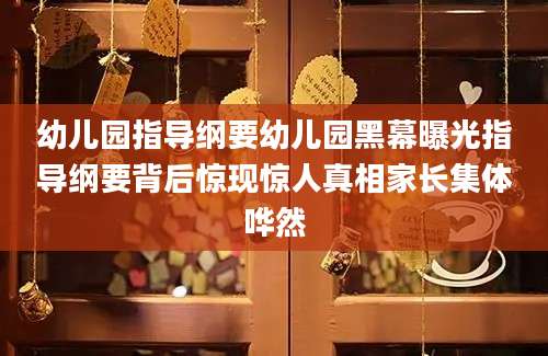 幼儿园指导纲要幼儿园黑幕曝光指导纲要背后惊现惊人真相家长集体哗然