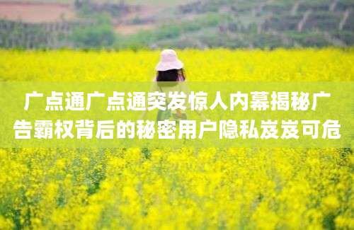 广点通广点通突发惊人内幕揭秘广告霸权背后的秘密用户隐私岌岌可危