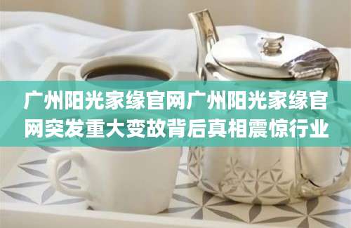 广州阳光家缘官网广州阳光家缘官网突发重大变故背后真相震惊行业
