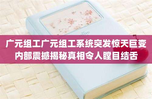广元组工广元组工系统突发惊天巨变内部震撼揭秘真相令人瞠目结舌