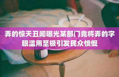 弄的惊天丑闻曝光某部门竟将弄的字眼滥用至极引发民众愤慨