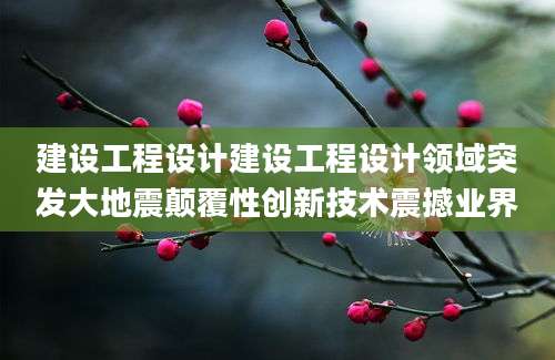 建设工程设计建设工程设计领域突发大地震颠覆性创新技术震撼业界
