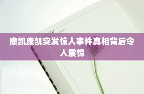 康凯康凯突发惊人事件真相背后令人震惊