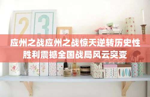 应州之战应州之战惊天逆转历史性胜利震撼全国战局风云突变