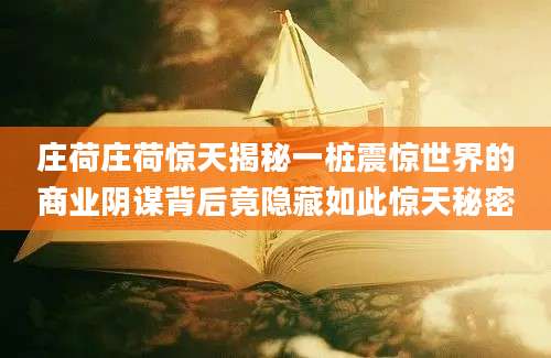 庄荷庄荷惊天揭秘一桩震惊世界的商业阴谋背后竟隐藏如此惊天秘密