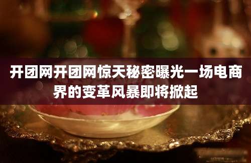 开团网开团网惊天秘密曝光一场电商界的变革风暴即将掀起