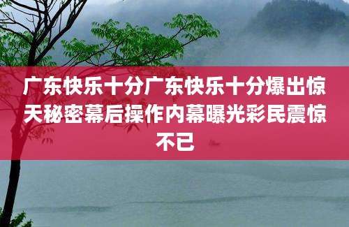 广东快乐十分广东快乐十分爆出惊天秘密幕后操作内幕曝光彩民震惊不已