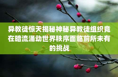 异教徒惊天揭秘神秘异教徒组织竟在暗流涌动世界秩序面临前所未有的挑战