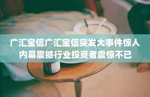 广汇宝信广汇宝信突发大事件惊人内幕震撼行业投资者震惊不已