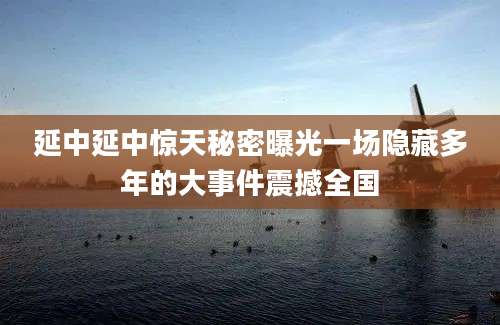 延中延中惊天秘密曝光一场隐藏多年的大事件震撼全国