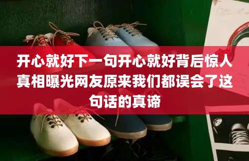 开心就好下一句开心就好背后惊人真相曝光网友原来我们都误会了这句话的真谛