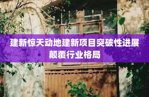 建新惊天动地建新项目突破性进展颠覆行业格局