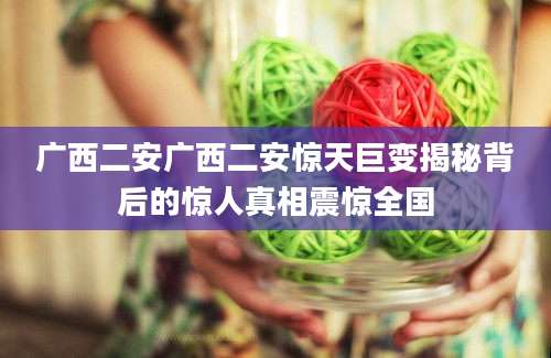 广西二安广西二安惊天巨变揭秘背后的惊人真相震惊全国