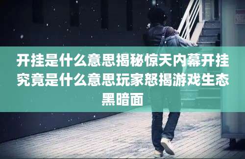 开挂是什么意思揭秘惊天内幕开挂究竟是什么意思玩家怒揭游戏生态黑暗面