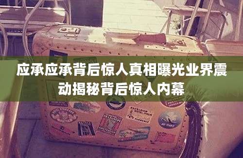 应承应承背后惊人真相曝光业界震动揭秘背后惊人内幕