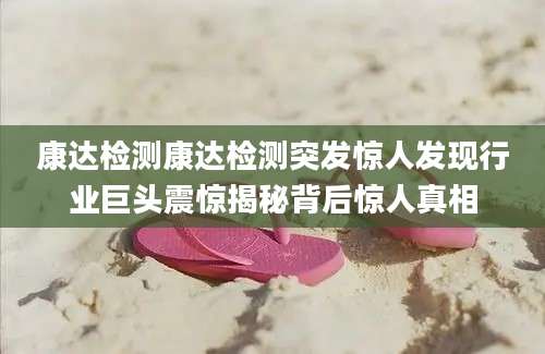 康达检测康达检测突发惊人发现行业巨头震惊揭秘背后惊人真相