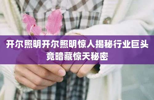 开尔照明开尔照明惊人揭秘行业巨头竟暗藏惊天秘密