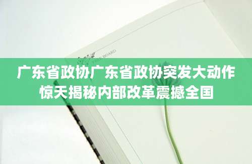 广东省政协广东省政协突发大动作惊天揭秘内部改革震撼全国