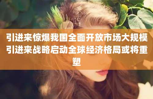 引进来惊爆我国全面开放市场大规模引进来战略启动全球经济格局或将重塑