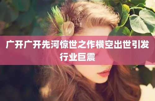 广开广开先河惊世之作横空出世引发行业巨震