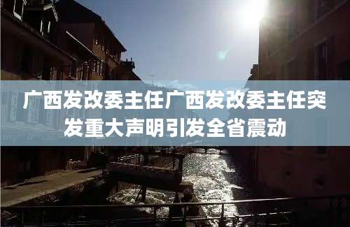 广西发改委主任广西发改委主任突发重大声明引发全省震动