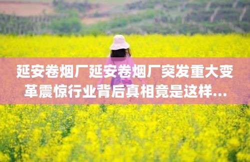 延安卷烟厂延安卷烟厂突发重大变革震惊行业背后真相竟是这样...