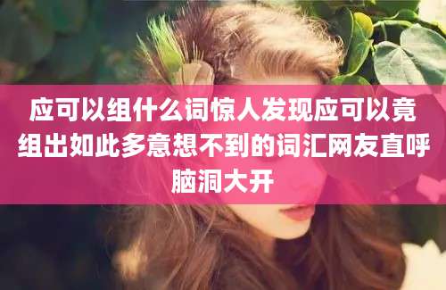 应可以组什么词惊人发现应可以竟组出如此多意想不到的词汇网友直呼脑洞大开