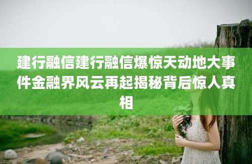 建行融信建行融信爆惊天动地大事件金融界风云再起揭秘背后惊人真相