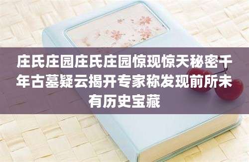 庄氏庄园庄氏庄园惊现惊天秘密千年古墓疑云揭开专家称发现前所未有历史宝藏