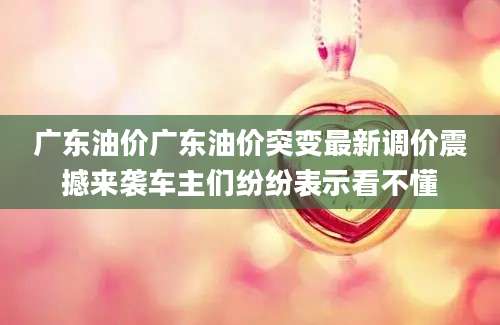 广东油价广东油价突变最新调价震撼来袭车主们纷纷表示看不懂