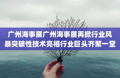 广州海事展广州海事展再掀行业风暴突破性技术亮相行业巨头齐聚一堂
